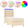 Boxspringbett mit Matratze & LED Creme 90x200 cm Stoff Produktbild-Vorschau 1