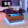 Rund Couchtisch Wohnzimmertisch mit RGB LED & 2 Schubladen Produktbild-Vorschau 10