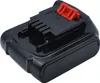 A black battery pack with a red release tab, shown from a slightly elevated angle against a white background. Náhled obrázku produktu