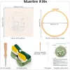 A collage of images showing the contents of a punch needle starter kit. Produktbild-Vorschau