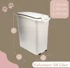A white pet food storage container with dimensions and volume indicated by overlaid graphics and text. Produktbild-Vorschau