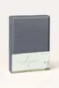 A folded gray bedsheet is presented upright against a light gray background. Produktbild-Vorschau