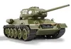 A model of a green T-34-85 tank with the number 102 and a white emblem on the turret, set against a white background. Náhľad obrázku produktu