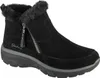 A black Skechers boot with a side zipper and faux fur trim, shown against a white background. Produktbild-Vorschau