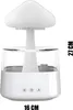 A white mushroom-shaped humidifier with a clear water tank and control buttons on the base, shown against a white background with dimensions indicated. Voir les images du produit