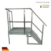 A metal platform with stairs and railings, presented against a white background. Podgląd zdjęcia produktu