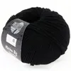 A ball of black yarn with a label. Produktbild-Vorschau