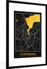 MuchoWow® Gerahmtes Poster Flensburg - Gold - Stadtplan - Produktbild-Vorschau 1