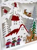 A festive, layered Christmas scene with a church, trees, Santa in a sleigh, children sledding, and deer. Produktbild-Vorschau