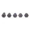 Five dark gray, hexagonal nuts are lined up horizontally against a white background. Produktbild-Vorschau