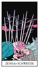 A tarot card depicting a person stabbed with swords. Voir les images du produit