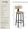 A diagram showing the dimensions of a bar stool, with text providing technical specifications and delivery information. Náhled obrázku produktu