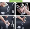 A four-panel collage showing the steps for using and cleaning an oil sprayer. Produktbild-Vorschau