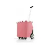 A pink shopping trolley with a white handle and black wheels, presented on a white background. Produktbild-Vorschau