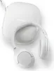 A pair of white Philips headphones and their white carrying case are displayed on a white background. Voir les images du produit