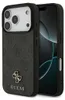 A black iPhone case with a gray patterned fabric insert and a gold Guess logo is shown. Anteprima dell’immagine prodotto