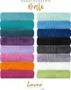 A display of multiple stacked towels in various colors, arranged in two columns. Produktbild-Vorschau