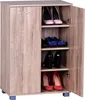 A shoe cabinet with its doors open, displaying shoes on its shelves. Náhled obrázku produktu