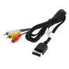 A black AV cable with RCA connectors (red, yellow, white) and a proprietary connector for a game console. Produktbild-Vorschau
