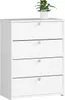 A white four-drawer dresser with a small potted plant on top. Produktbild-Vorschau