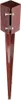 A brown metal post anchor with a pointed base and a square top section held together by bolts. Produktbild-Vorschau