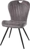 A gray upholstered dining chair with black legs is shown against a white background. Produktbild-Vorschau
