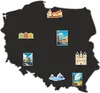 A map of Poland with several small illustrative images of landmarks and scenes placed on it. Podgląd zdjęcia produktu