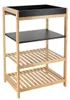Regał Łazienkowy z 4 Półkami Beżowo-czarny 70 cm Bambus Podgląd zdjęcia produktu 1