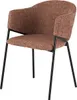 A brown upholstered chair with a black metal frame is shown against a white background. Produktbild-Vorschau