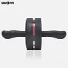 A black ab roller with black handles and red accents on the wheel, set against a white background. Produktbild-Vorschau