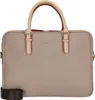 A studio shot of a beige briefcase. Voir les images du produit