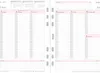 A spread of a planner showing a weekly layout. Produktbild-Vorschau