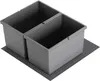 Two dark gray trash bins are placed side-by-side on a textured dark gray mat. Produktbild-Vorschau