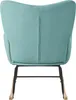The back view of a teal rocking chair with a black metal frame and wooden rockers. Produktbild-Vorschau