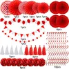 ZERODECO Papier Pompoms Girlande Rot Party Deko 41 Stück Produktbild-Vorschau 3