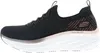 A side view of a black Skechers sneaker with rose gold accents. Náhled obrázku produktu