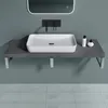 A modern bathroom vanity with a rectangular sink mounted on a gray concrete-look countertop. Produktbild-Vorschau
