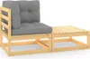 vidaXL 2 tlg. Garten Lounge Set mit Kissen Kiefer Produktbild-Vorschau 2