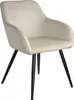 A single cream-colored armchair with black legs is shown against a white background. Voir les images du produit