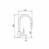 A technical drawing of a kitchen faucet with dimensions indicated. Náhled obrázku produktu