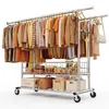 HOKEEPER Zware kledingrek op wielen, met dubbele Productafbeelding-voorbeeld 1