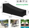 Collage of images showing a black cover for a lounge chair, and various lounge chairs. Produktbild-Vorschau