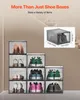 A display of stackable shoe storage boxes filled with various types of shoes and accessories. Náhľad obrázku produktu