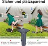 A split image showing a comparison between a traditional umbrella stand and a universal ground sleeve for an umbrella stand. Náhľad obrázku produktu