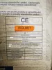 A close-up of a product label with technical specifications and certifications. Náhľad obrázku produktu
