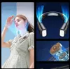 Collage of images showing a wearable neck fan and its internal components. Produktbild-Vorschau