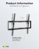 A black TV wall mount is shown mounted on a white wall, with text and graphics highlighting its features. Anteprima dell’immagine prodotto