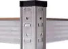 Close-up of a metal shelving unit corner with a wooden shelf. Náhled obrázku produktu