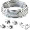 STAHLSEIL + 4 SEILKLEMME + 2 KAUSCHE 5mm 5 Meter   6x19  Produktbild-Vorschau 1
