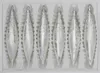 A set of six glass icicle ornaments in a white molded plastic tray. Produktbild-Vorschau